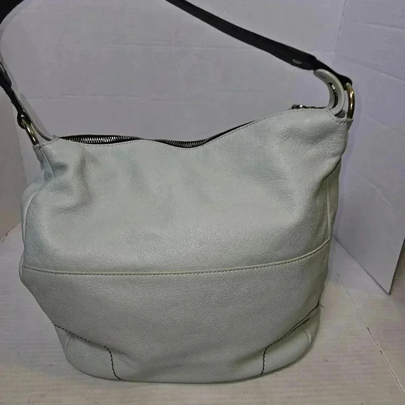 OrYANY Leather Large Color Block Mint Green/ Grey Shoulder Bag - Picture 6 of 13